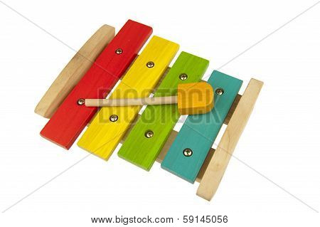 Children Xylophone Isolated On White