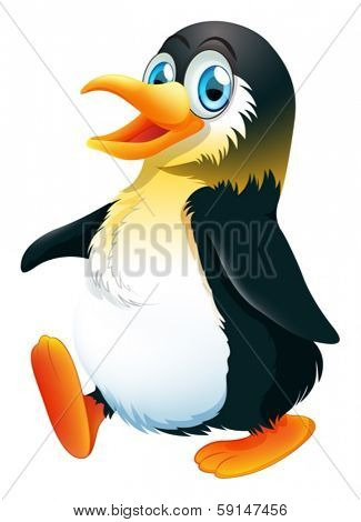 Illustration of a penguin walking on a white background