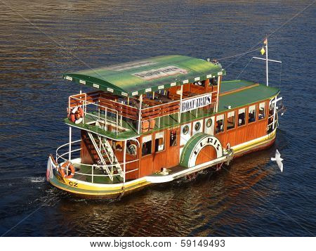 Boat on Vltava River in Prague