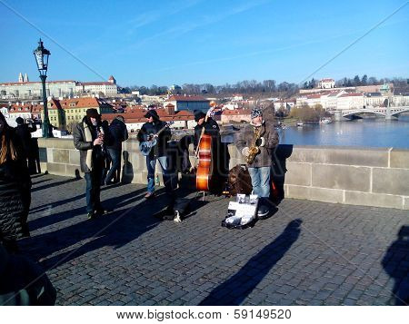 Musicians On Charles Bridge