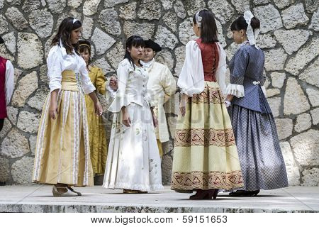 Spanish classical and popular dance, during the re-enactment of the War of Succession. September 4, 2010 in Brihuega, Spain