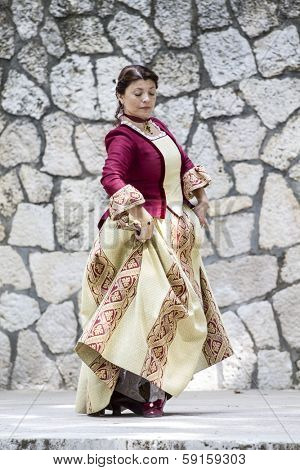 Spanish classical and popular dance, during the re-enactment of the War of Succession. September 4, 2010 in Brihuega, Spain