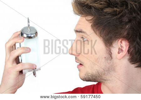 Man realising what time it is