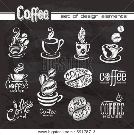 Coffee. Design elements on the chalkboard.