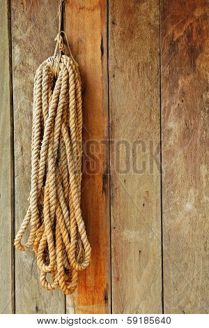 Wood Background With Rope