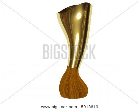 Trofeo futurista, aislado sobre fondo blanco