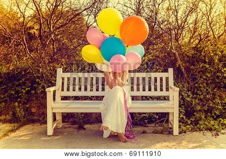 vintage foto of sitting carefree female