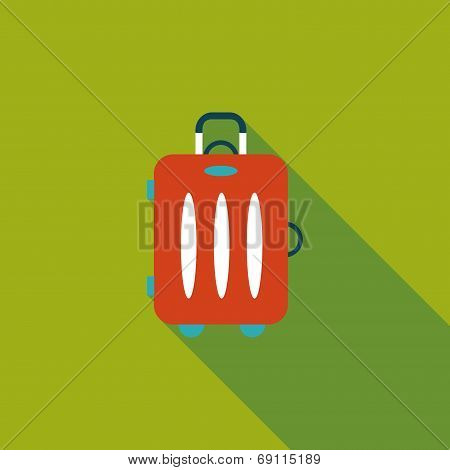 Vintage Travel Suitcases, Flat Icon With Long Shadow