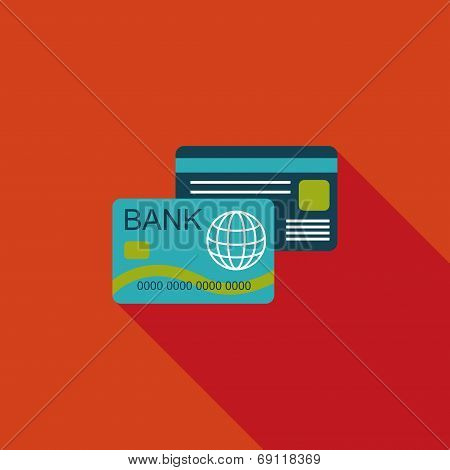 Credit Card Flat Icon With Long Shadow