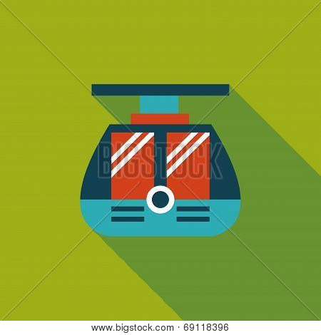 Tram Flat Icon With Long Shadow