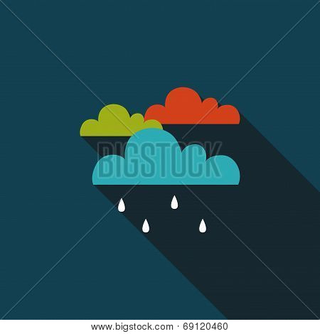 Rain Flat Icon With Long Shadow