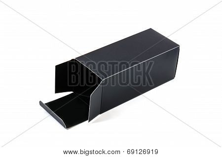 black paper box isolated on white