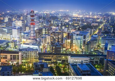 Sendai, Japan cityscape over Sendai Station.
