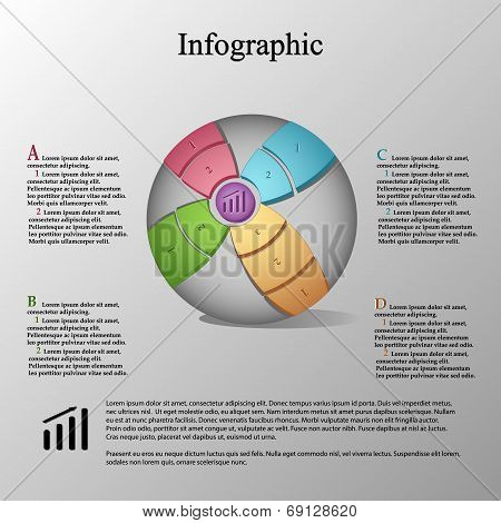 Modern infographic template with sphere on color