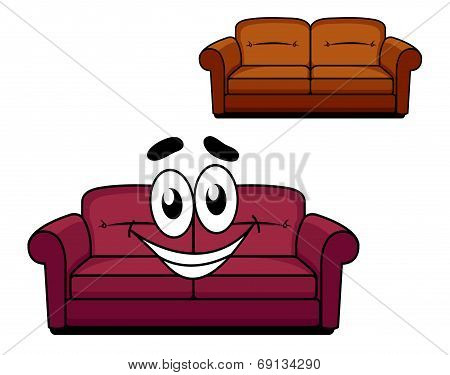 Happy cartoon upholstered couch