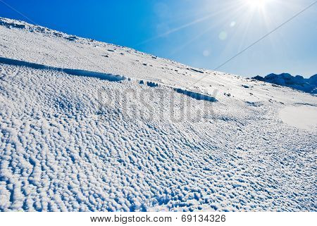 Blue Cold Snow On Alps Mountain