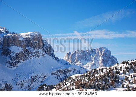 View Of Dolomites Mountain In Val Gardena