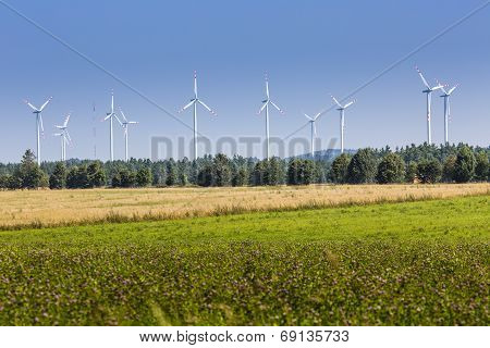 Wind Turbines In Suwalki. Poland
