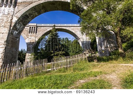 Old Concrete Railway Bridge In Stanczyki, Mazury, Poland