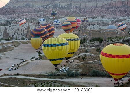 Cappadocia Turkey.The greatest tourist attraction of Cappadocia the flight with the balloon at sunri