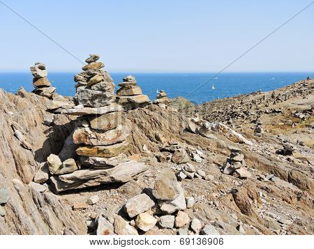 Stone Pyramids On Cap De Creus Natural Park, Spain