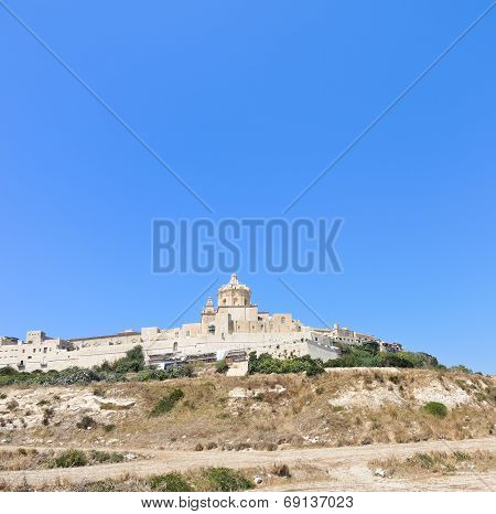 Citadella Old Fortified City On Gozo Island, Malta