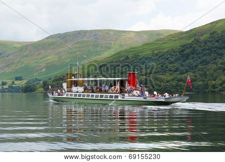 Ullswater steam ferry Lake District England uk