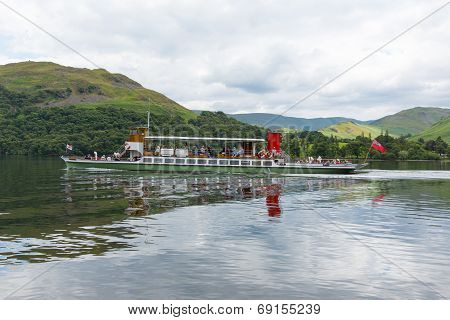 Ullswater steam ferry Lake District England uk