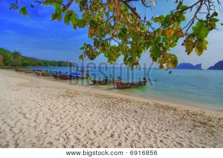 เรือหางยาวที่หาด