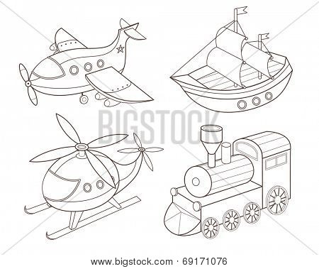 set of transport toys (vector illustration)