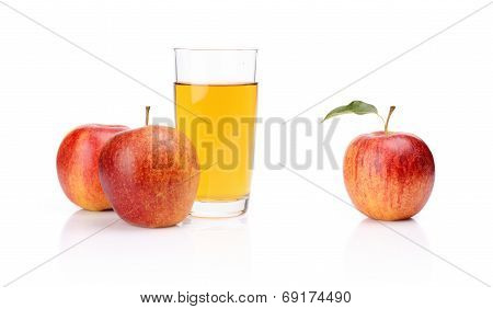 Close-up Shot Whole Red Apple With Juice