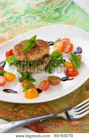 Crab Cakes And Tomato Salad