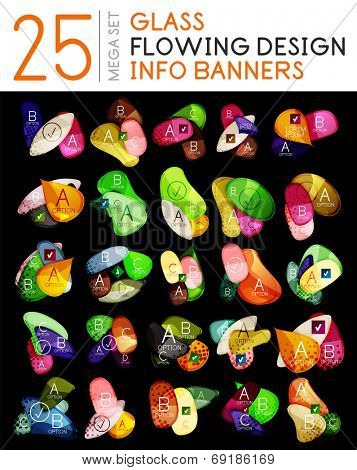 Abstract flowing shapes - stylized geometric shaped option banners. Mega collection of business technology design templates, presentations, web design and infographic