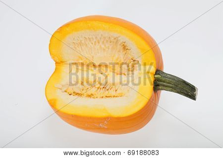 Fresh orange pumpkin isolated on white background