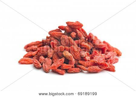 dried goji berries on white background