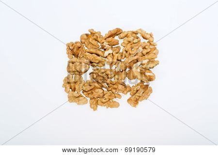 cracked walnut isolated on the white background