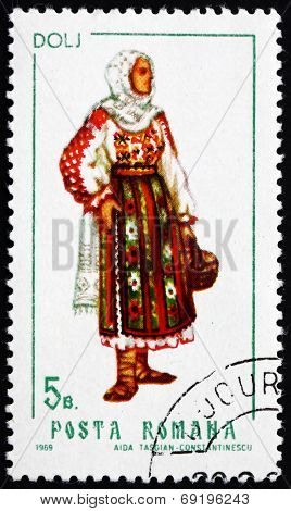 Postage Stamp Romania 1969 Woman From Dolj, Costume