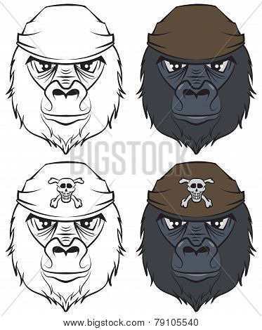 Set gorilla head tattoo