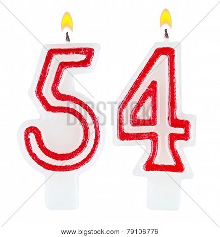 Birthday Candles Number Fifty Four Isolated
