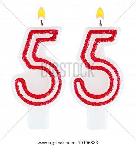 Birthday Candles Number Fifty Five Isolated