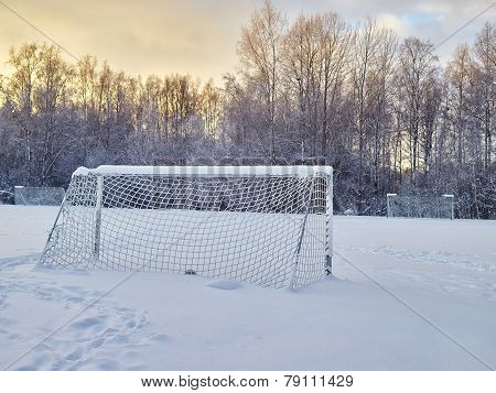 Snowy Soccer Field