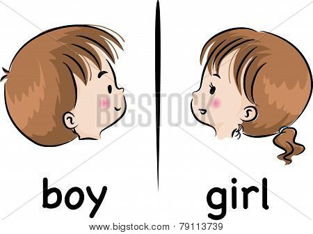vector drawing boy and girl face