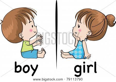 vector drawing boy and girl face