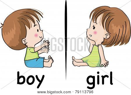 vector drawing boy and girl face