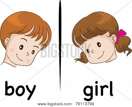 vector drawing boy and girl face