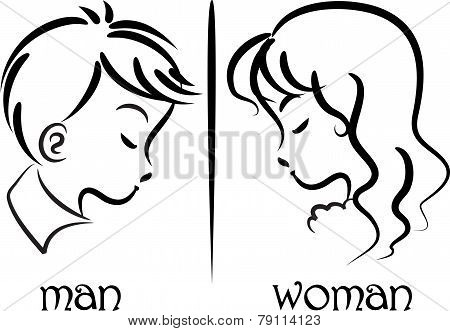 woman and man face
