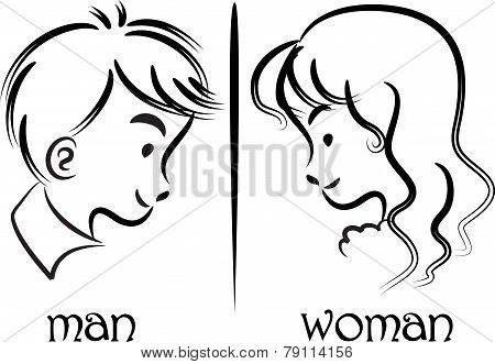 woman and man face