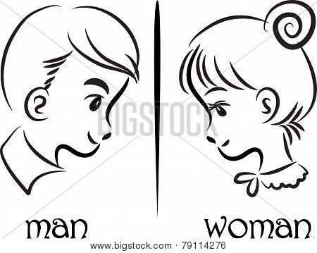 woman and man face