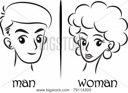 woman and man face