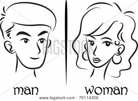 woman and man face